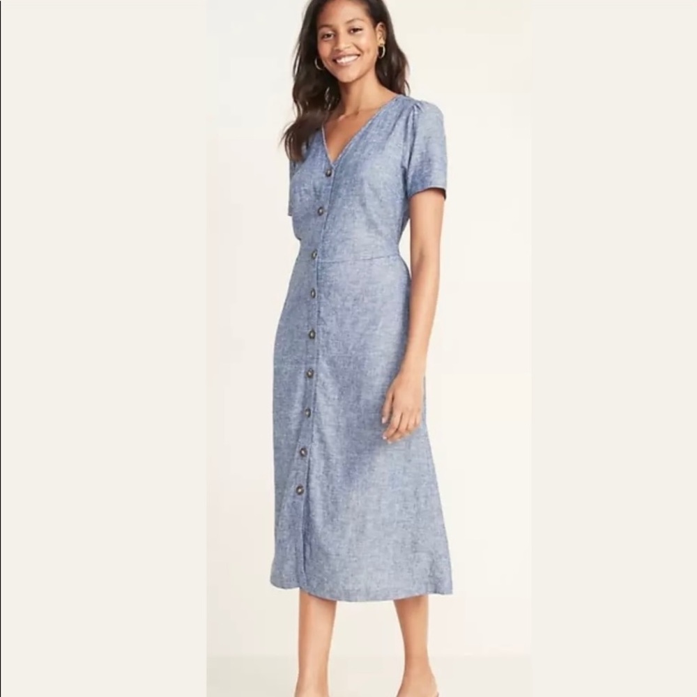 New Old Navy Blue Denim Button Down dress